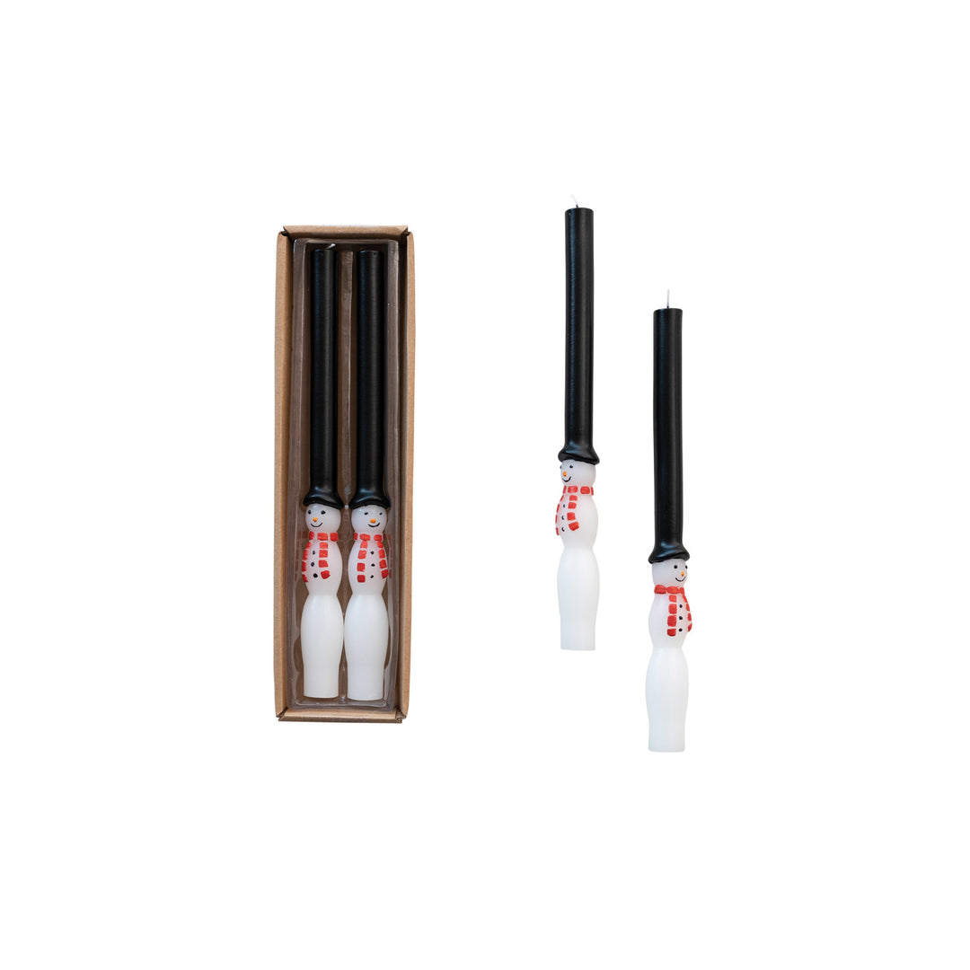 10"H Unscented Snowman Taper Candles in Box