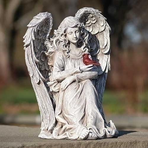 11"H Cardnial Memorial Angel Statue