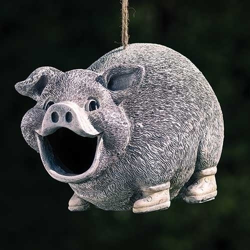 6"H Pig Bird House Pudgy Pal