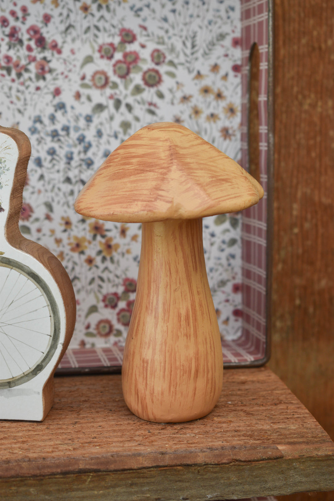 Tall Skinny Brown Resin Mushroom
