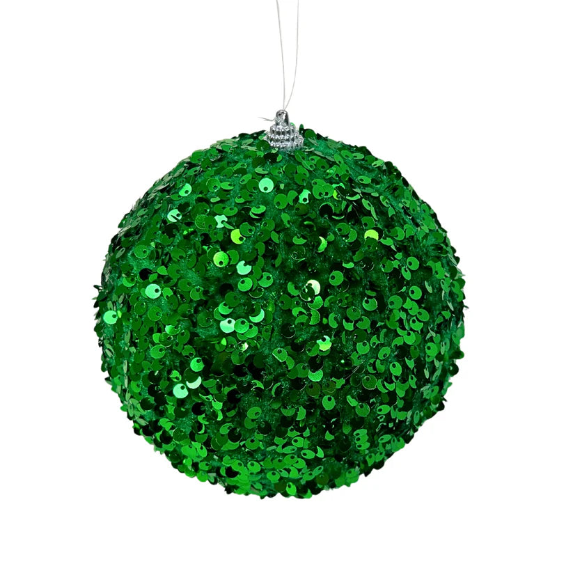 6" Fabulous Sequin Ornament Green