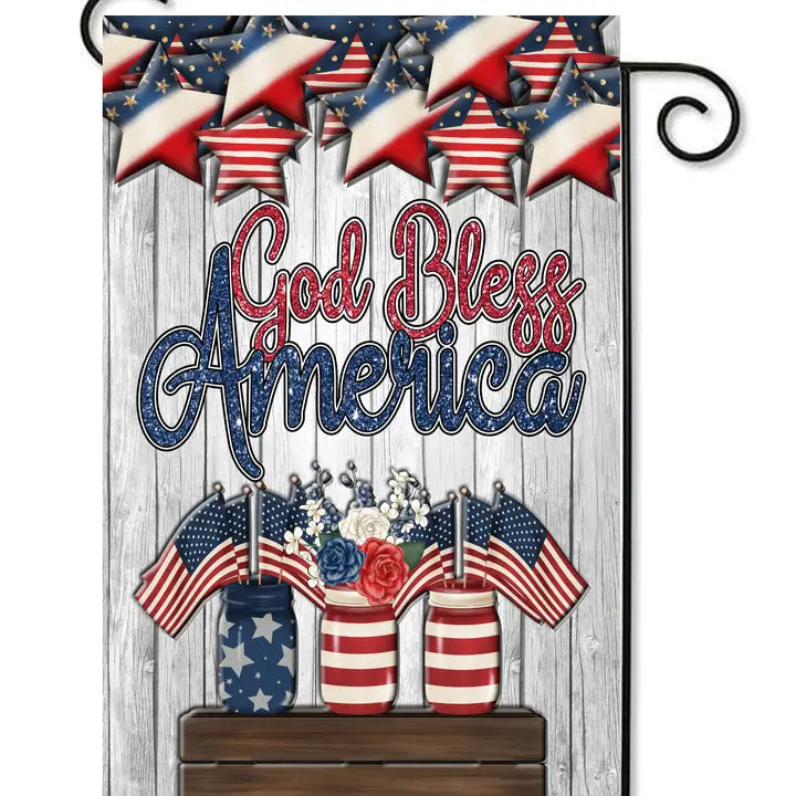 God Bless America Jars Garden Flag
