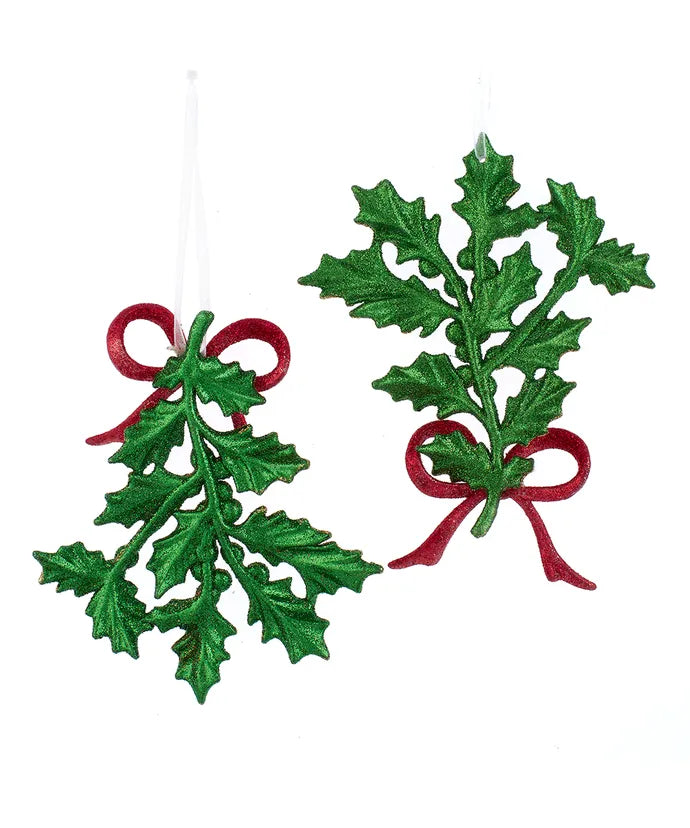 Holly Leaf Ornaments, 2 Assorted