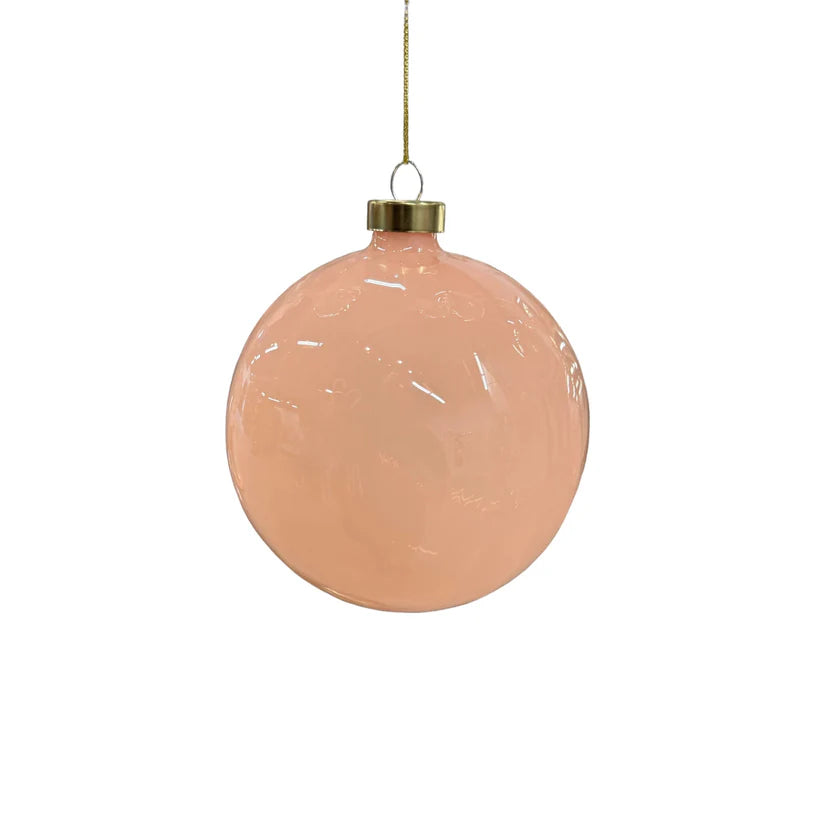 5" Pink sheer Striped Ball Ornament
