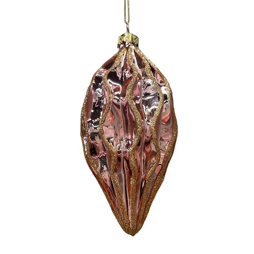 4" Pink/Gold Glass Final Ornament