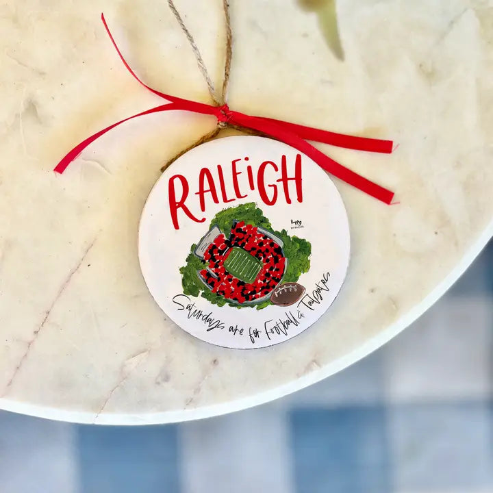 Raleigh, NC Wood and Enamel Ornament