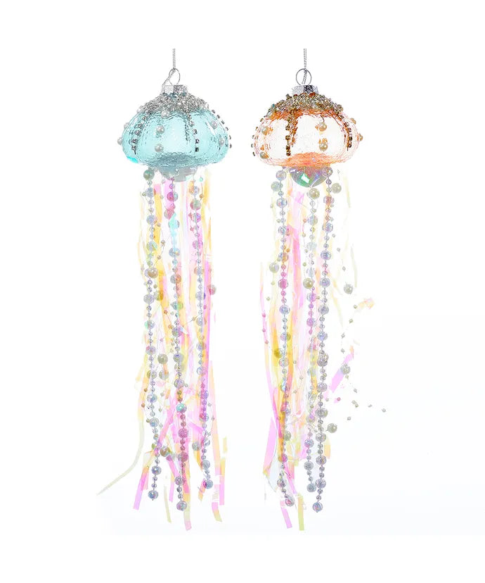12" Glass Jellyfish Christmas Ornaments