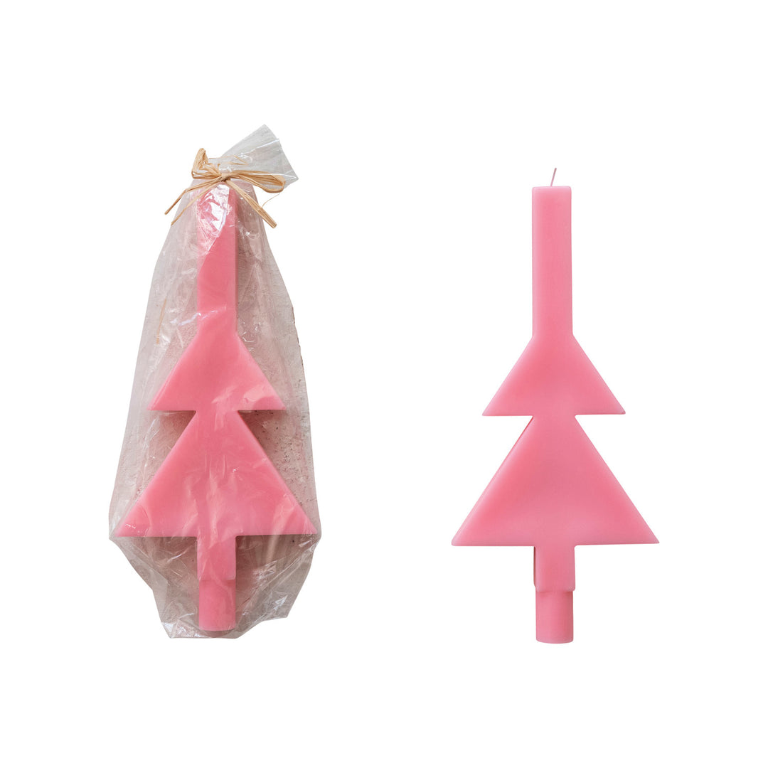Unscented Tree Shaped Taper Candle, Pink