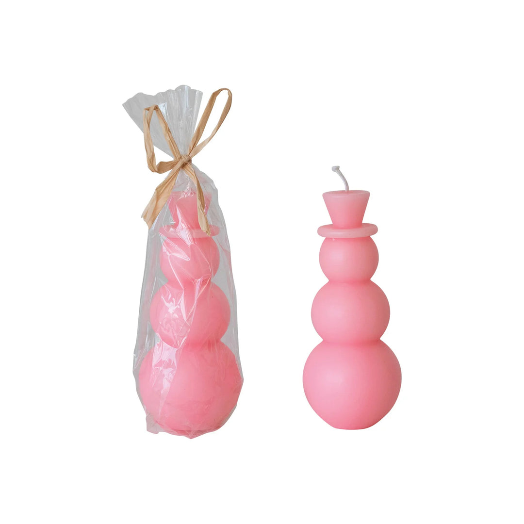 Unscented Snowman Shaped Candle, Pink