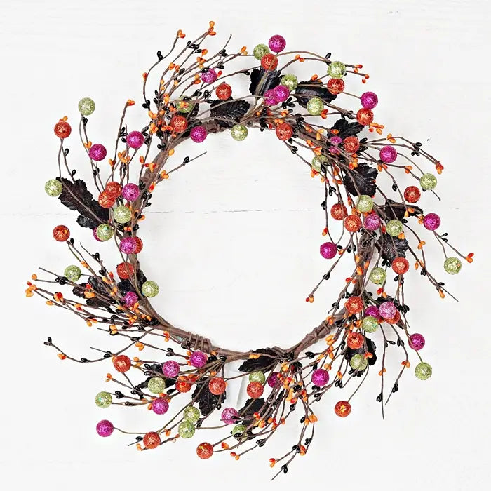 20in Glitter Fancy Halloween Berry Wreath