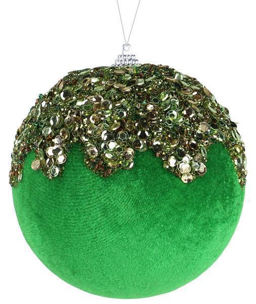 4.75" Green Velvet, Sequin & Glittered Ornament