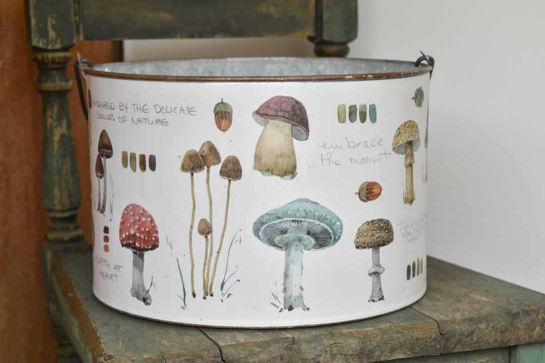 Floral Bucket Mushroom Study