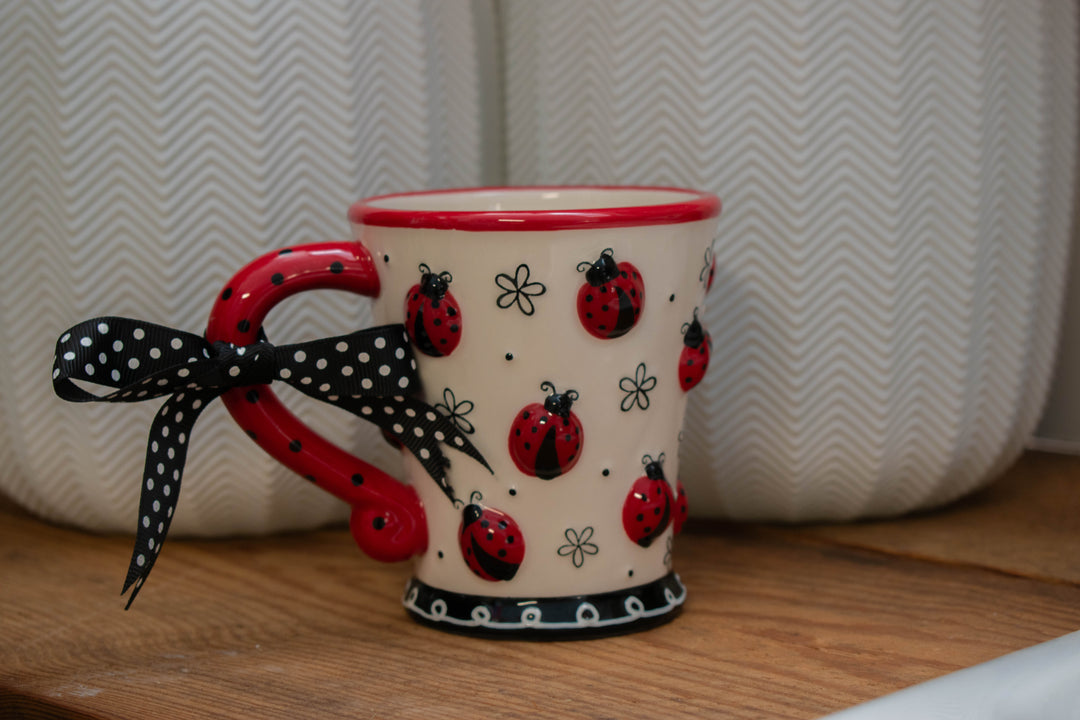 Mug Scattered Raised Ladybug