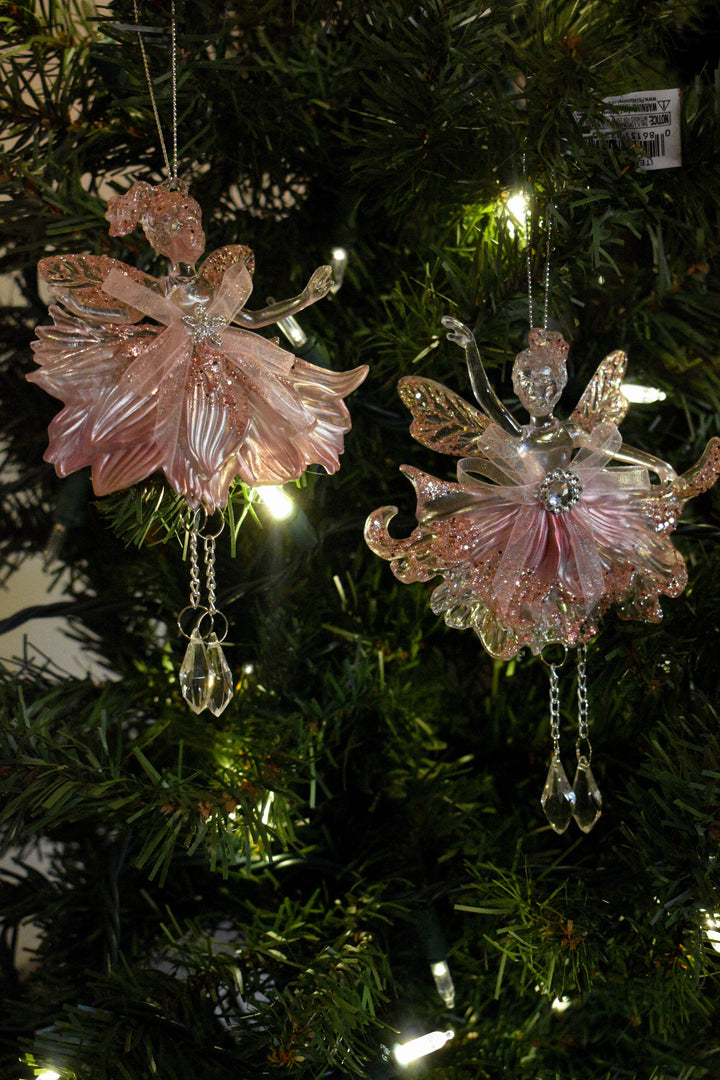 Fairy With Bow Dangle Ornament, 2 Assorted