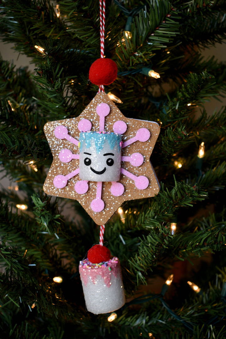 Happy Marshmallow Confection Gingerbread Cookie Ornament