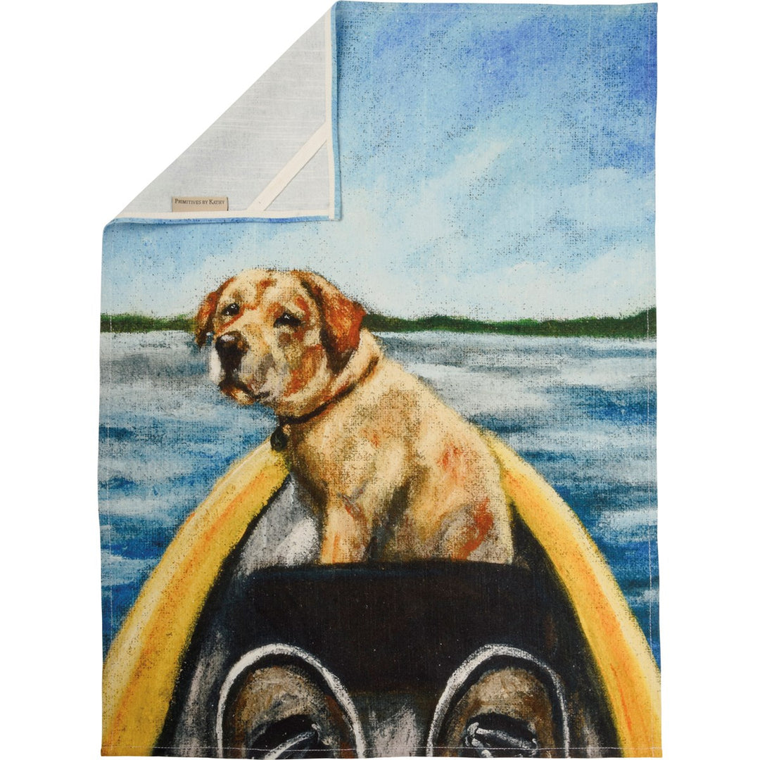 Dish Towel- Dog in a Canoe