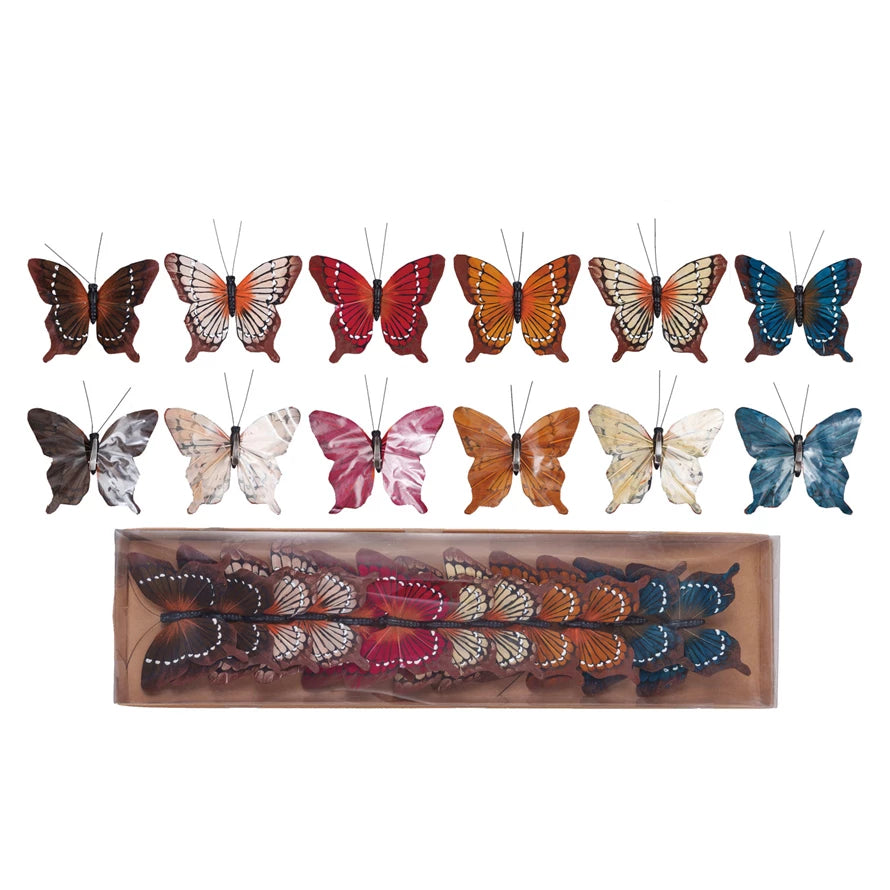 Fabric Butterfly Clip-on Ornaments, Boxed Set of 12