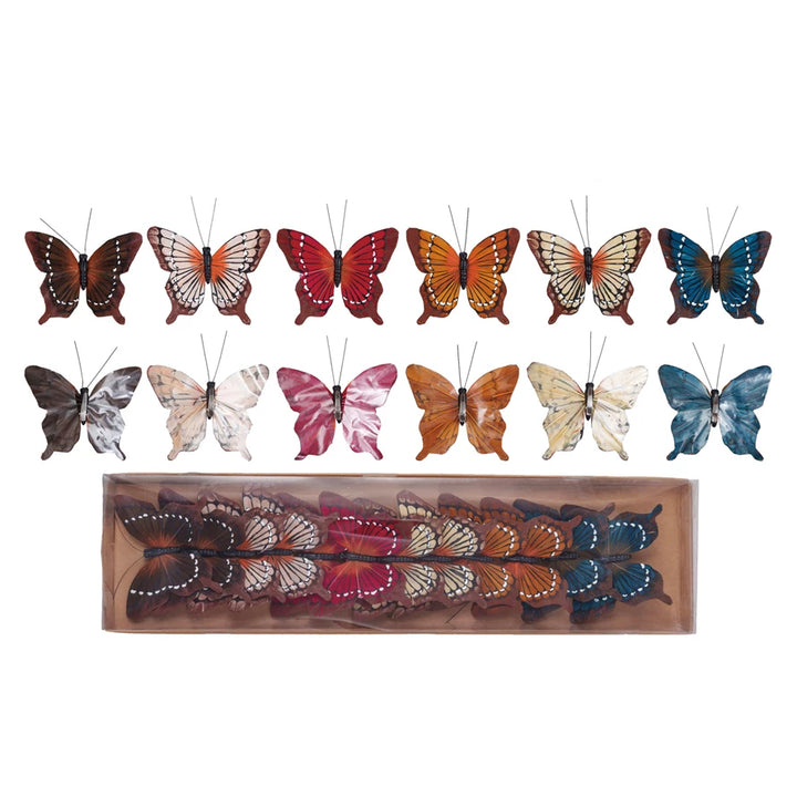 Fabric Butterfly Clip-on Ornaments, Boxed Set of 12