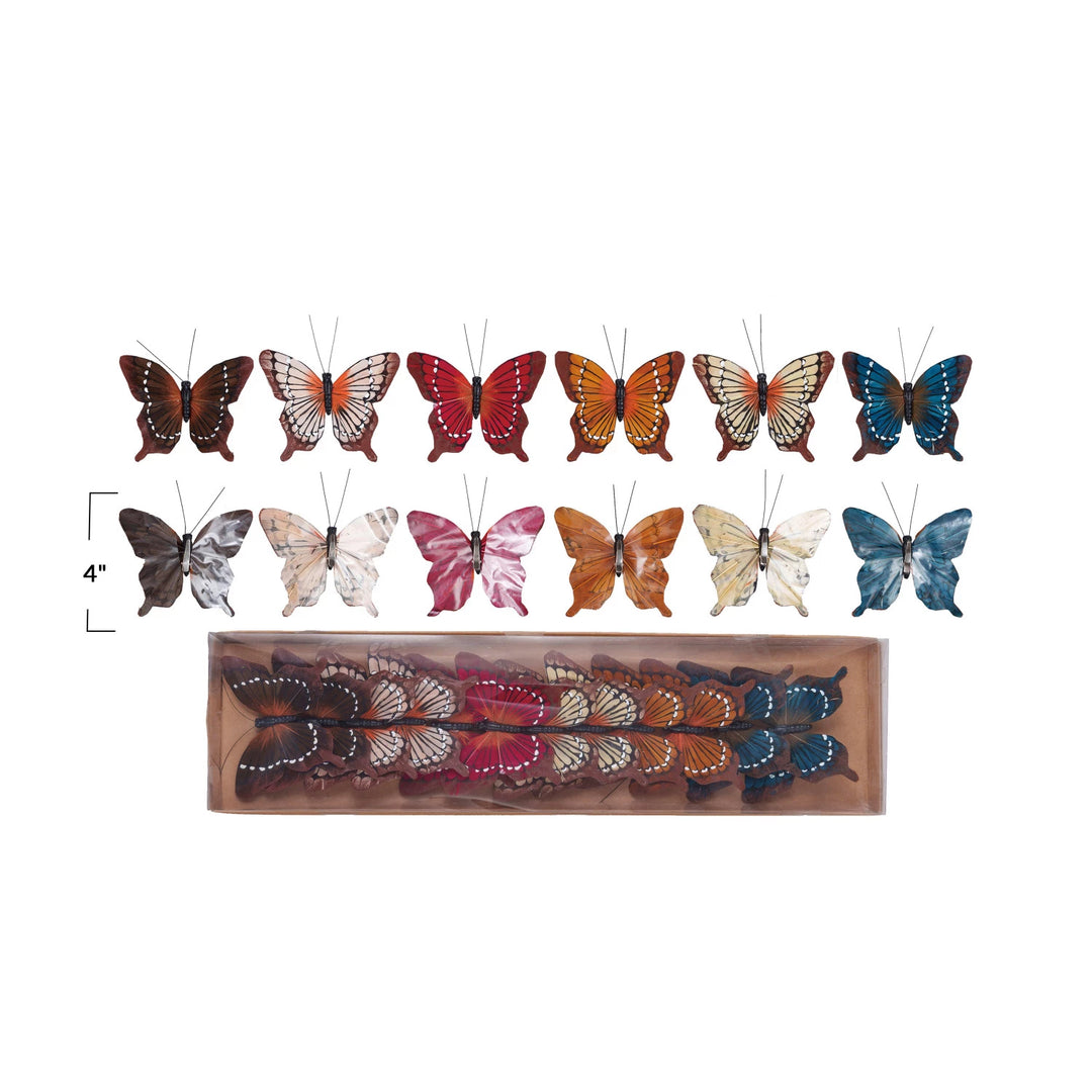 Fabric Butterfly Clip-on Ornaments, Boxed Set of 12