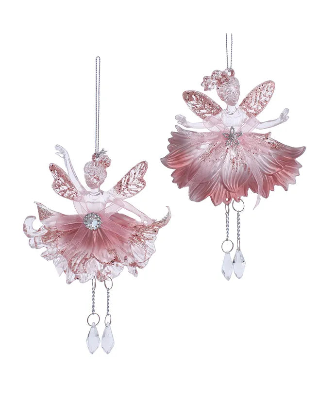 Fairy With Bow Dangle Ornament, 2 Assorted