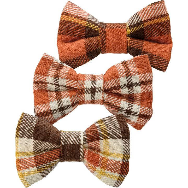 Fall Plaid Medium Pet Bow Tie Set