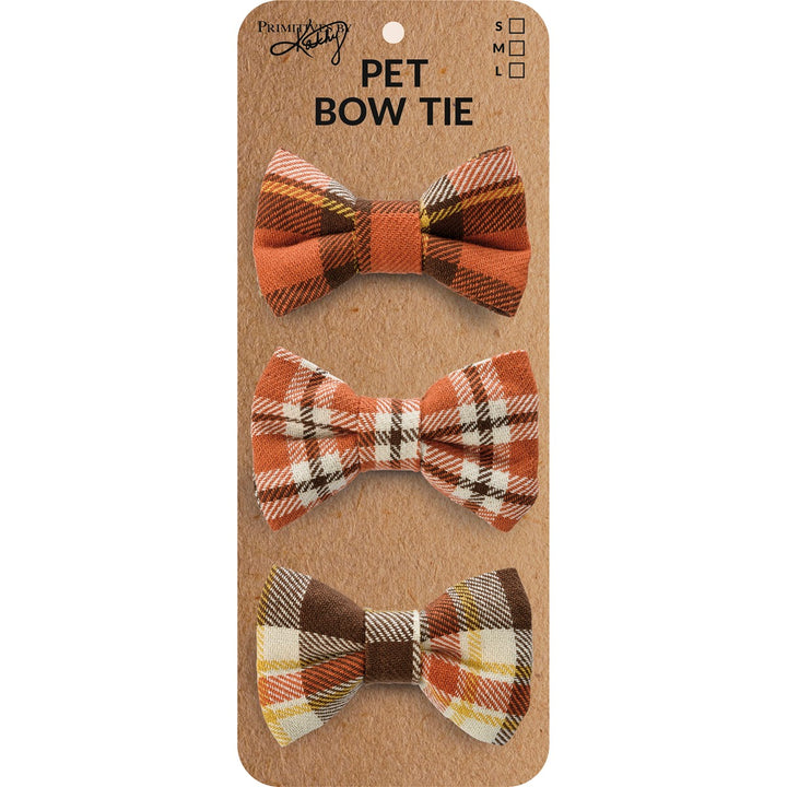 Fall Plaid Medium Pet Bow Tie Set