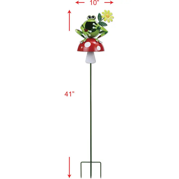 Froggy Mushroom Solar Garden Stake