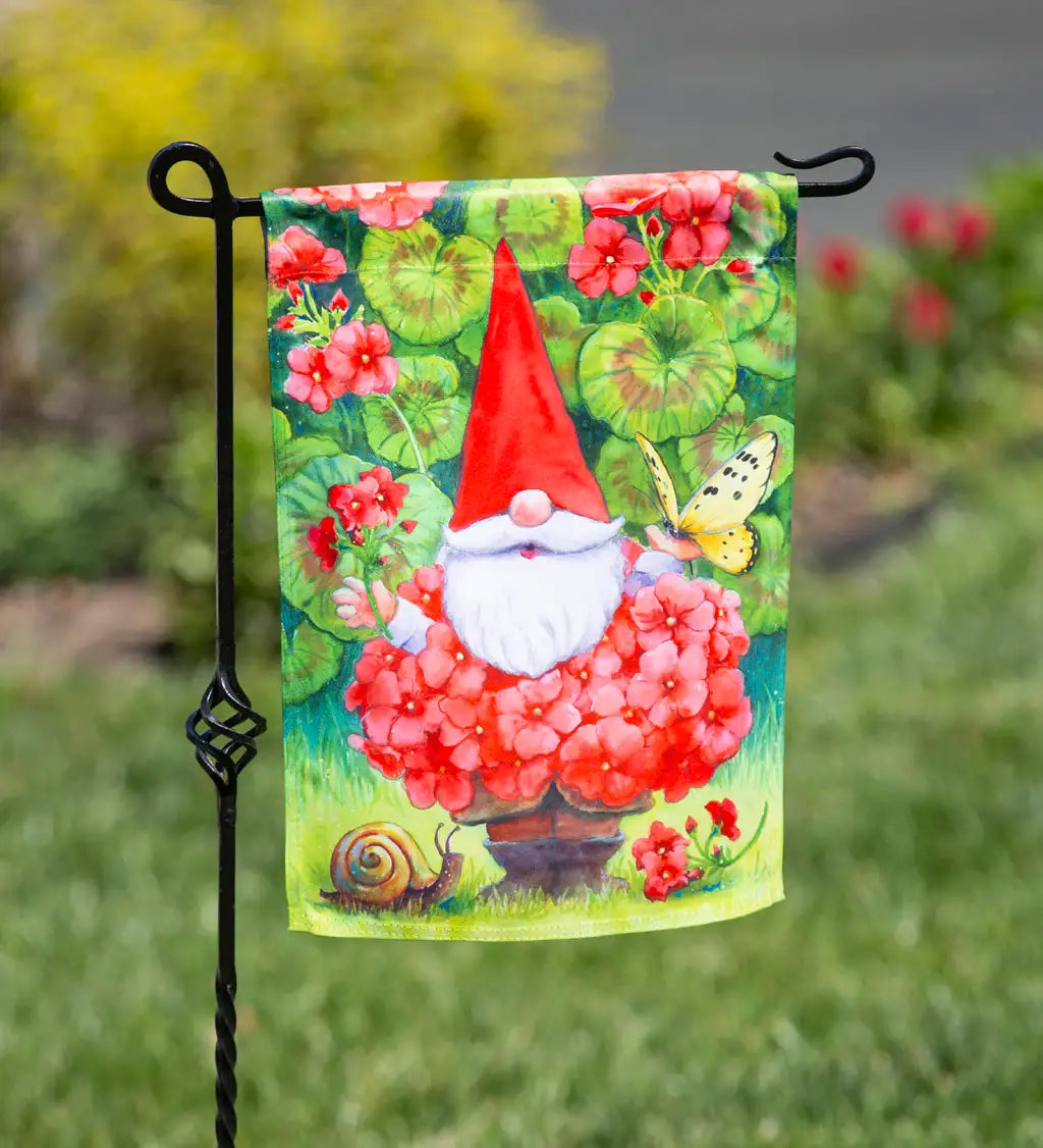 Geranium Gnome Garden Suede Flag