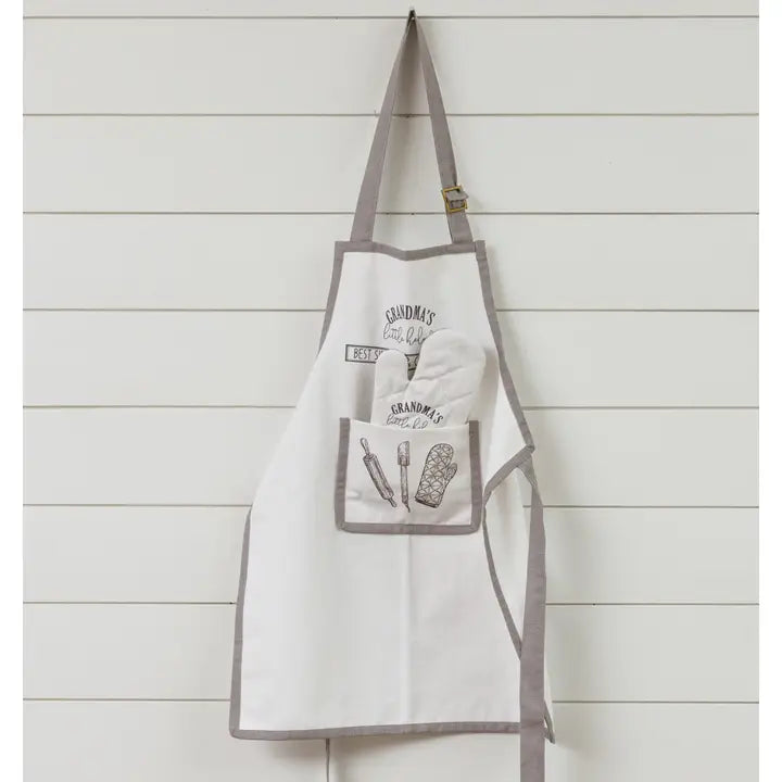 Grandma's Little Helper Kids Apron And Mitt Set