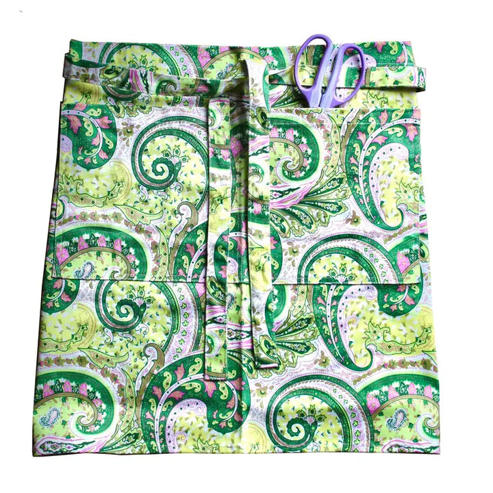 Green Paisley Half Apron