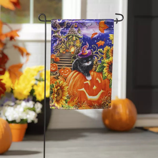 Halloween Kitten Garden Lustre Flag