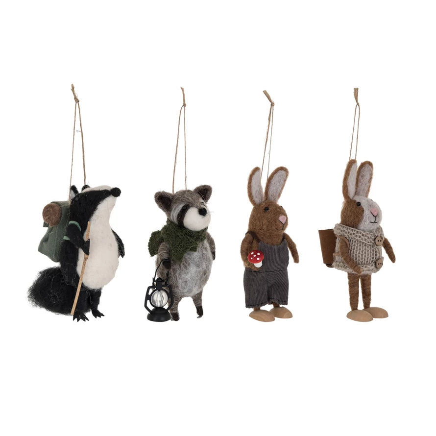 Handmade Wool Felt Forest Animal Ornament, 4 Styles