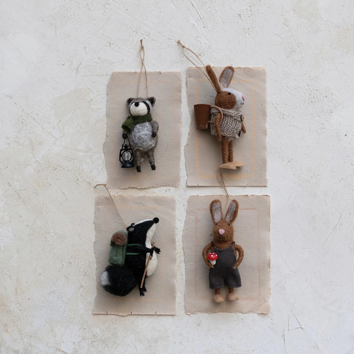 Handmade Wool Felt Forest Animal Ornament, 4 Styles