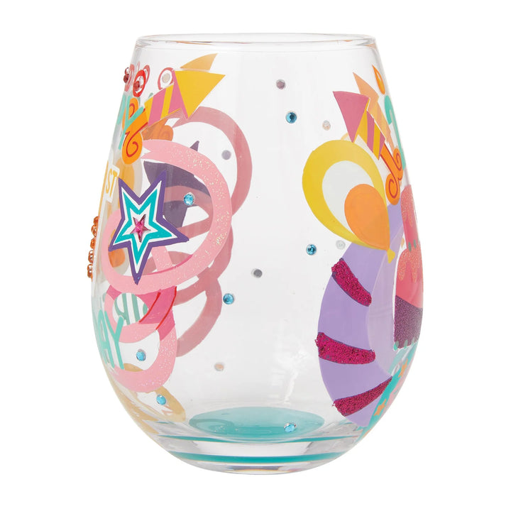 Lolita® Happy 21st Birthday Hand Painted Stemless Wine Glass