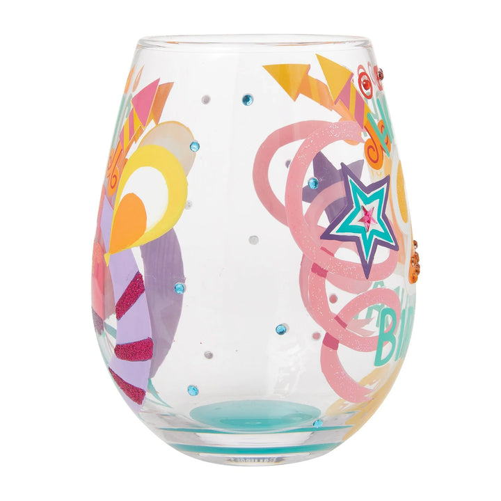 Lolita® Happy 21st Birthday Hand Painted Stemless Wine Glass