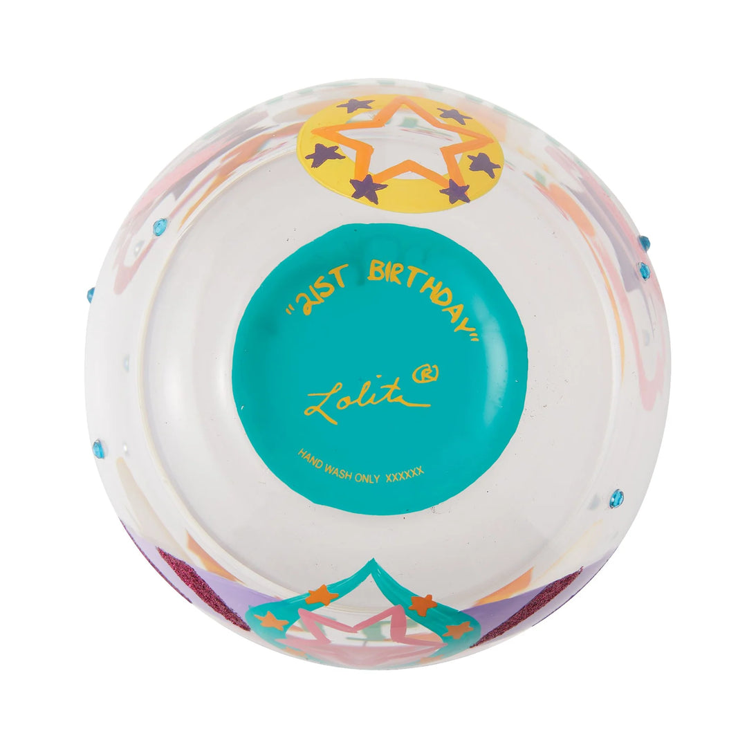 Lolita® Happy 21st Birthday Hand Painted Stemless Wine Glass
