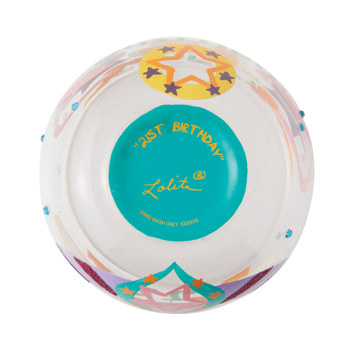 Lolita® Happy 21st Birthday Hand Painted Stemless Wine Glass