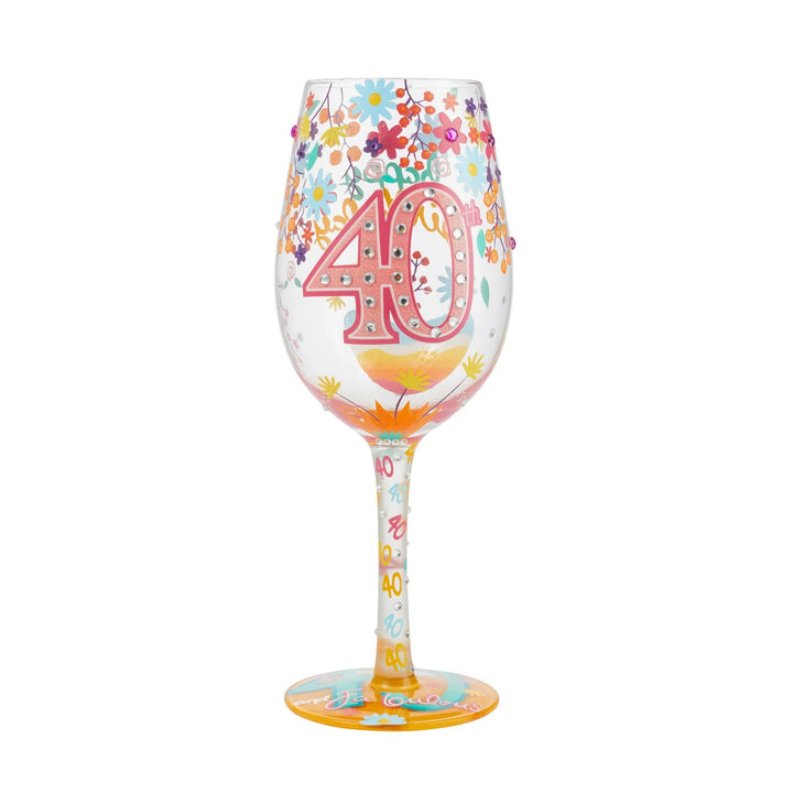Lolita® "Happy 40th Birthday" Hand-Painted Wine Glass, 15 oz.