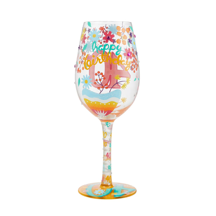 Lolita® "Happy 40th Birthday" Hand-Painted Wine Glass, 15 oz.