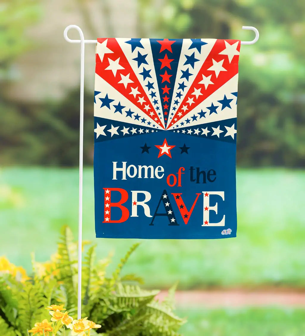 Home Of the Brave Suede Garden Flag