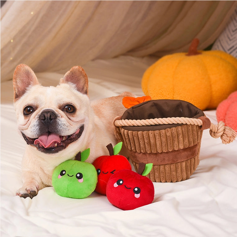 Autumn Tailz Apple Basket Dog Toy