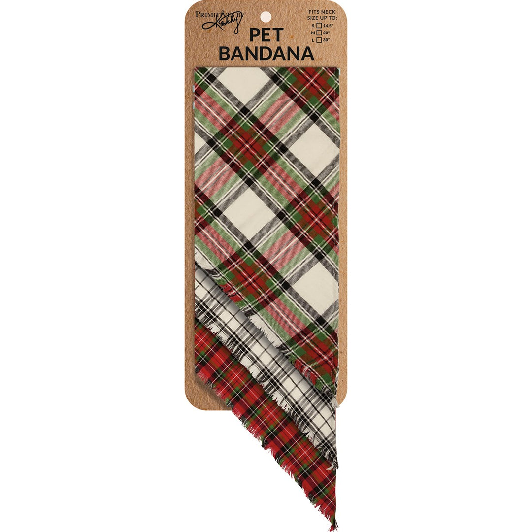 Large Plaid Christmas Pet Bandana Set