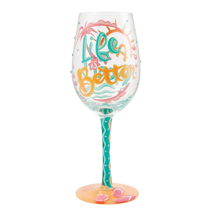 Lolita® Life at the Beach Hand-Painted wine glass