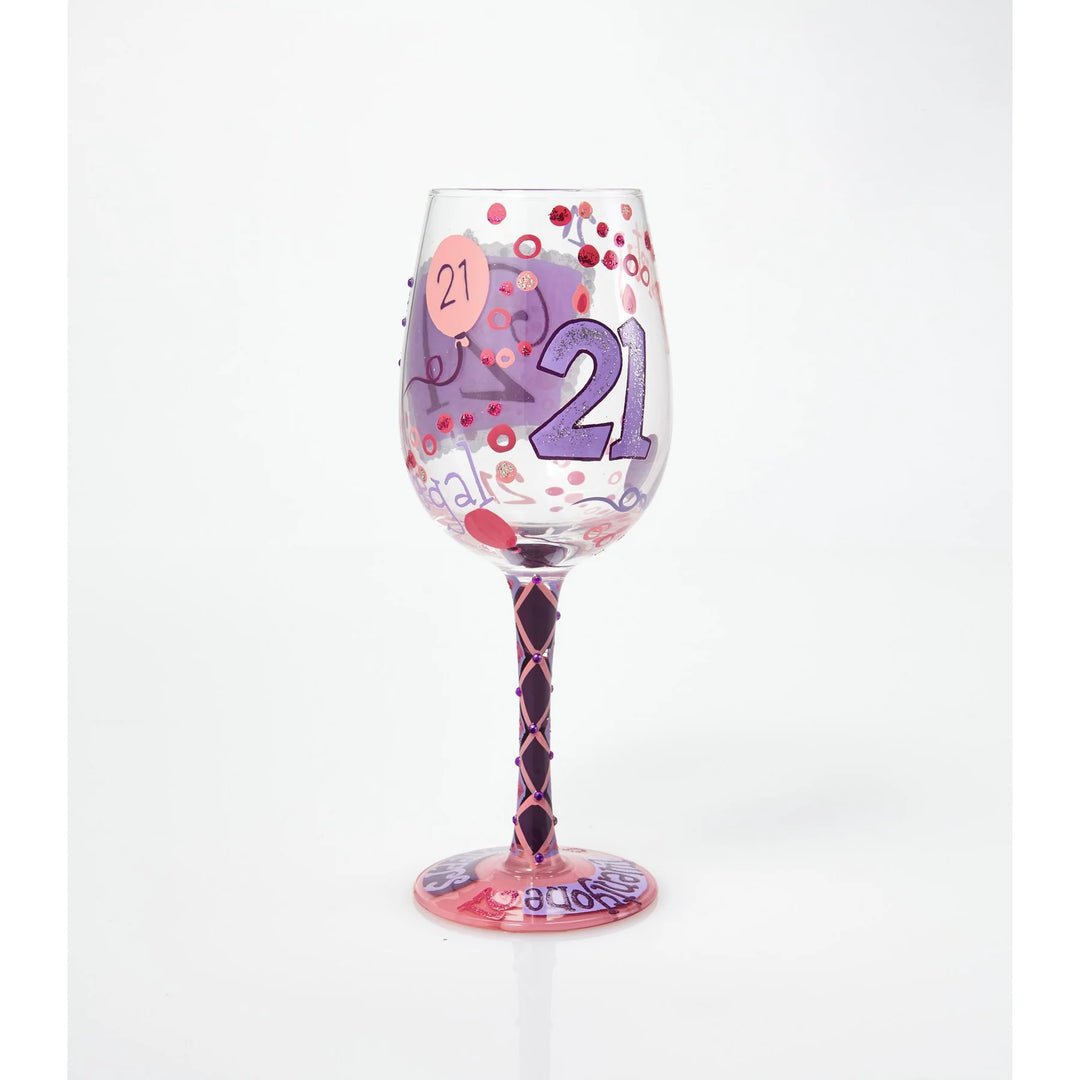 Lolita® 21st Birthday Artisan Made Hand Painted Wine Glass