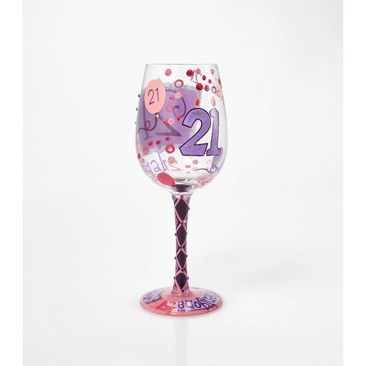 Lolita® 21st Birthday Artisan Made Hand Painted Wine Glass