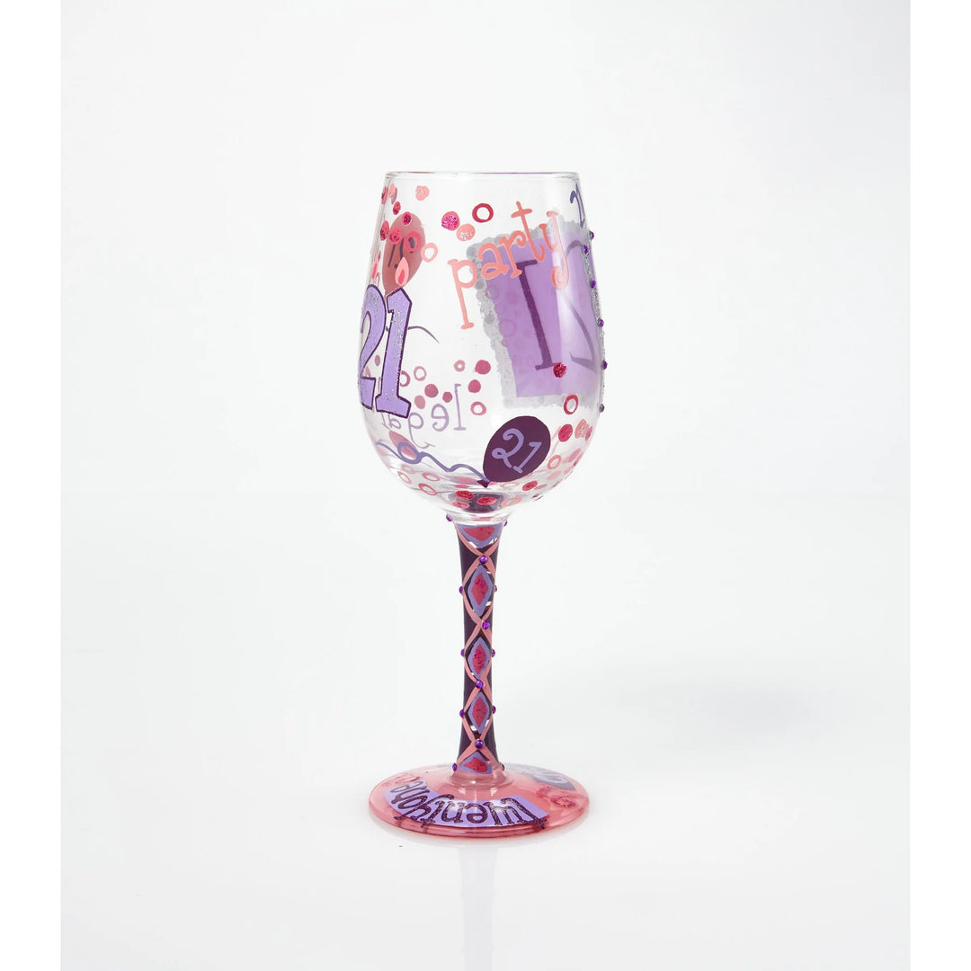 Lolita® 21st Birthday Artisan Made Hand Painted Wine Glass