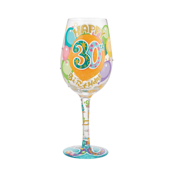 Lolita® Happy 30th Birthday Handpainted Wine Glass, 15 oz.