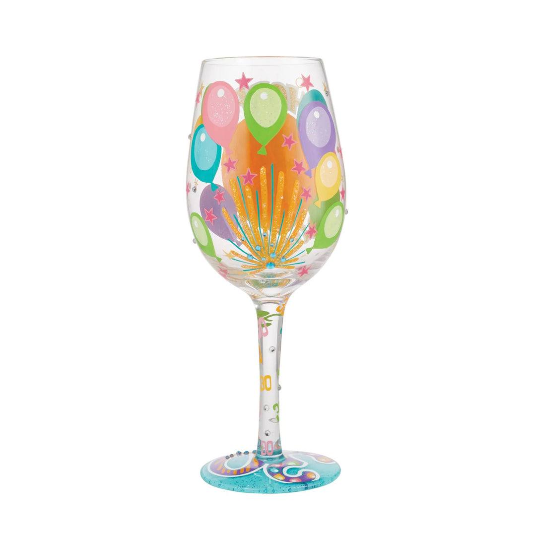 Lolita® Happy 30th Birthday Handpainted Wine Glass, 15 oz.