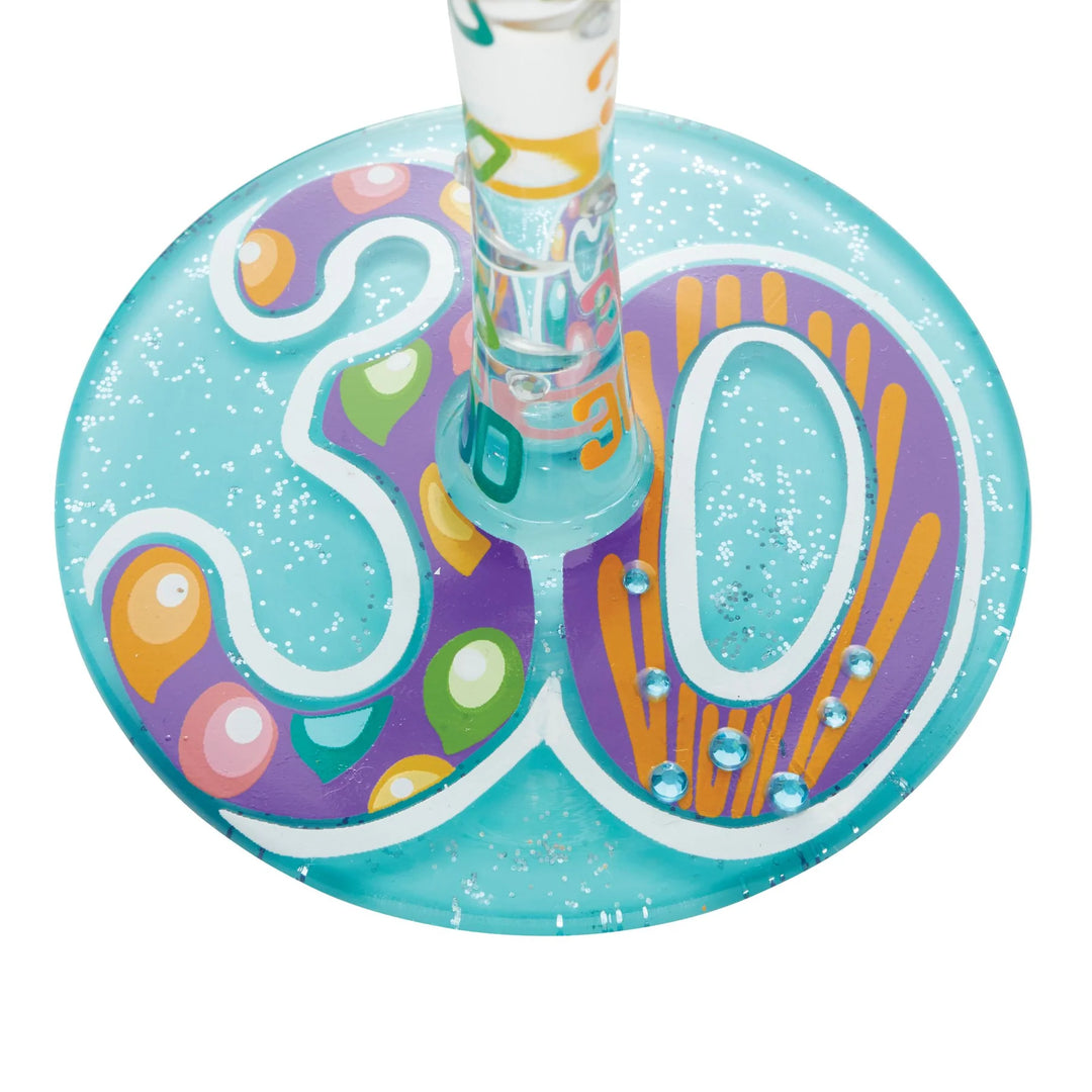 Lolita® Happy 30th Birthday Handpainted Wine Glass, 15 oz.
