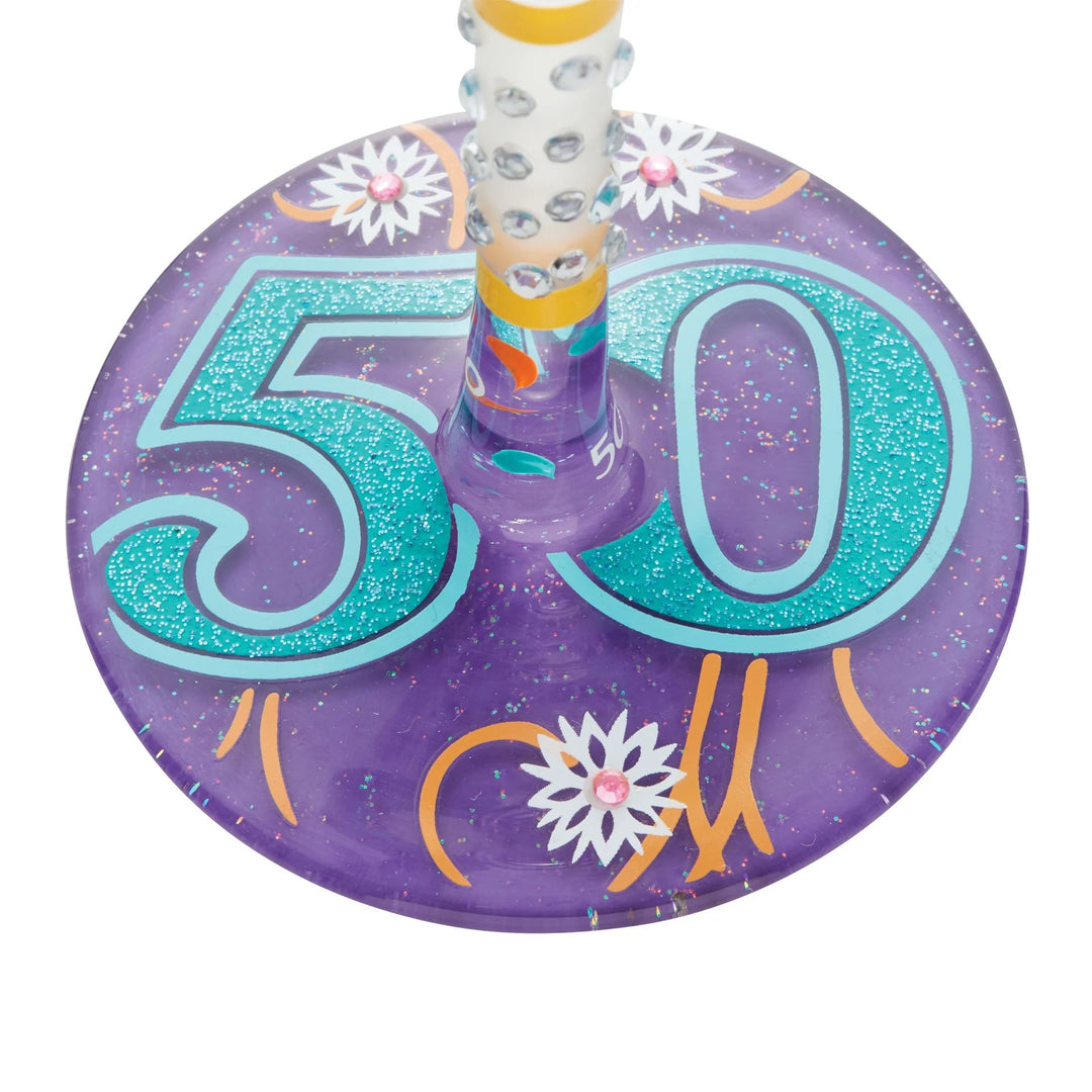 Lolita® Happy 50th Birthday Hand-painted Wine Glass, 15 oz.